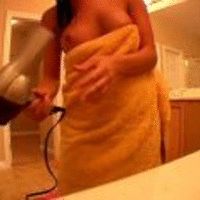 Nasty ex-girlfriend slut Kate showing her big round boobs after the shower