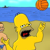 Simpsons family beach party - VipFamousToons.com