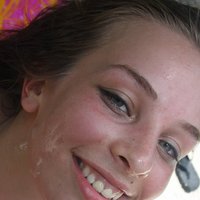 Sweet Grey receives hot cum all over her face